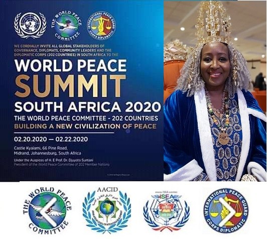 الملكة شيبا نائب رئيس AACID تختتم قمة السلام العالمية 2020 في جنوب إفريقيا         Queen Shibah concludes the 2020 World Peace Summit in South Africa